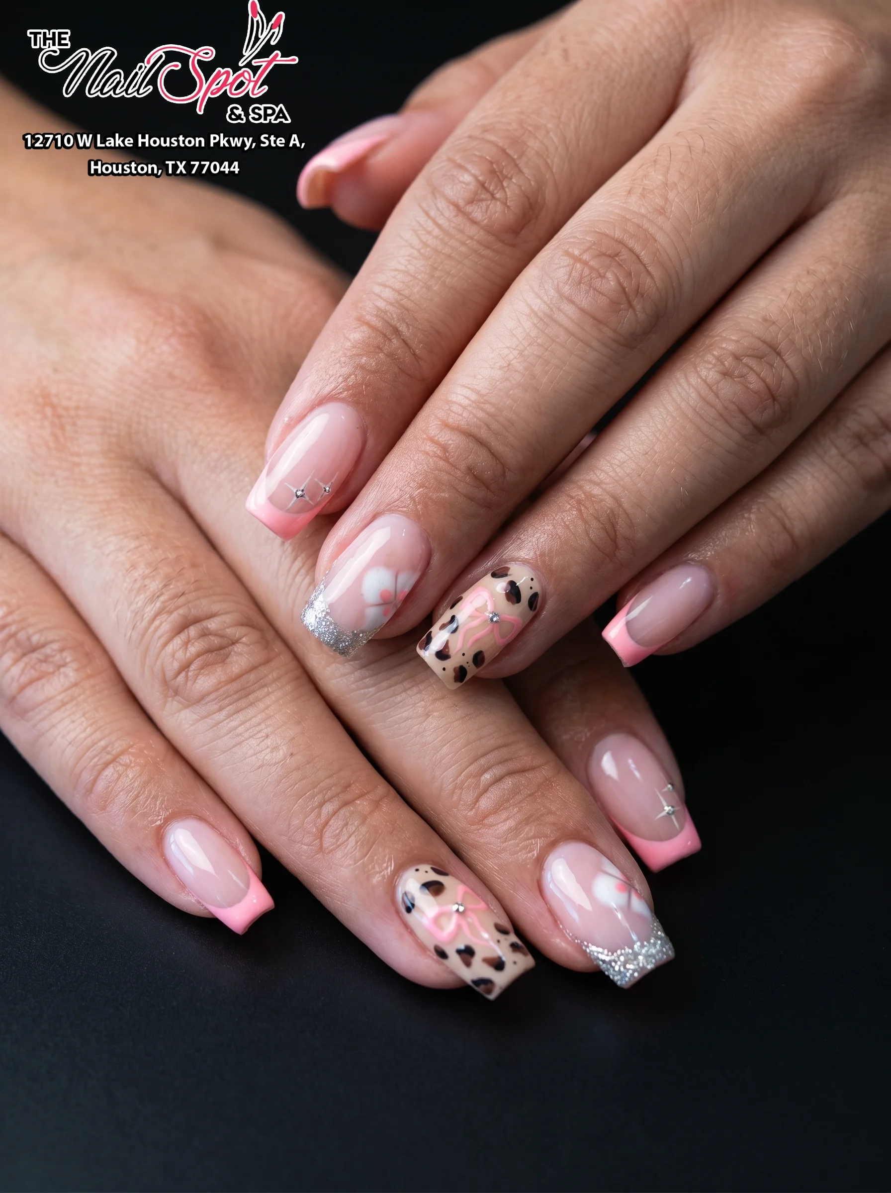 Pink detailed nail art by The Nailspot & Spa